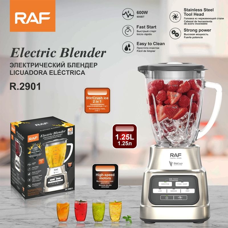 RAFF - LICUADORA DE 125L VASO DE VIDRIO RESISTENTE - 600W