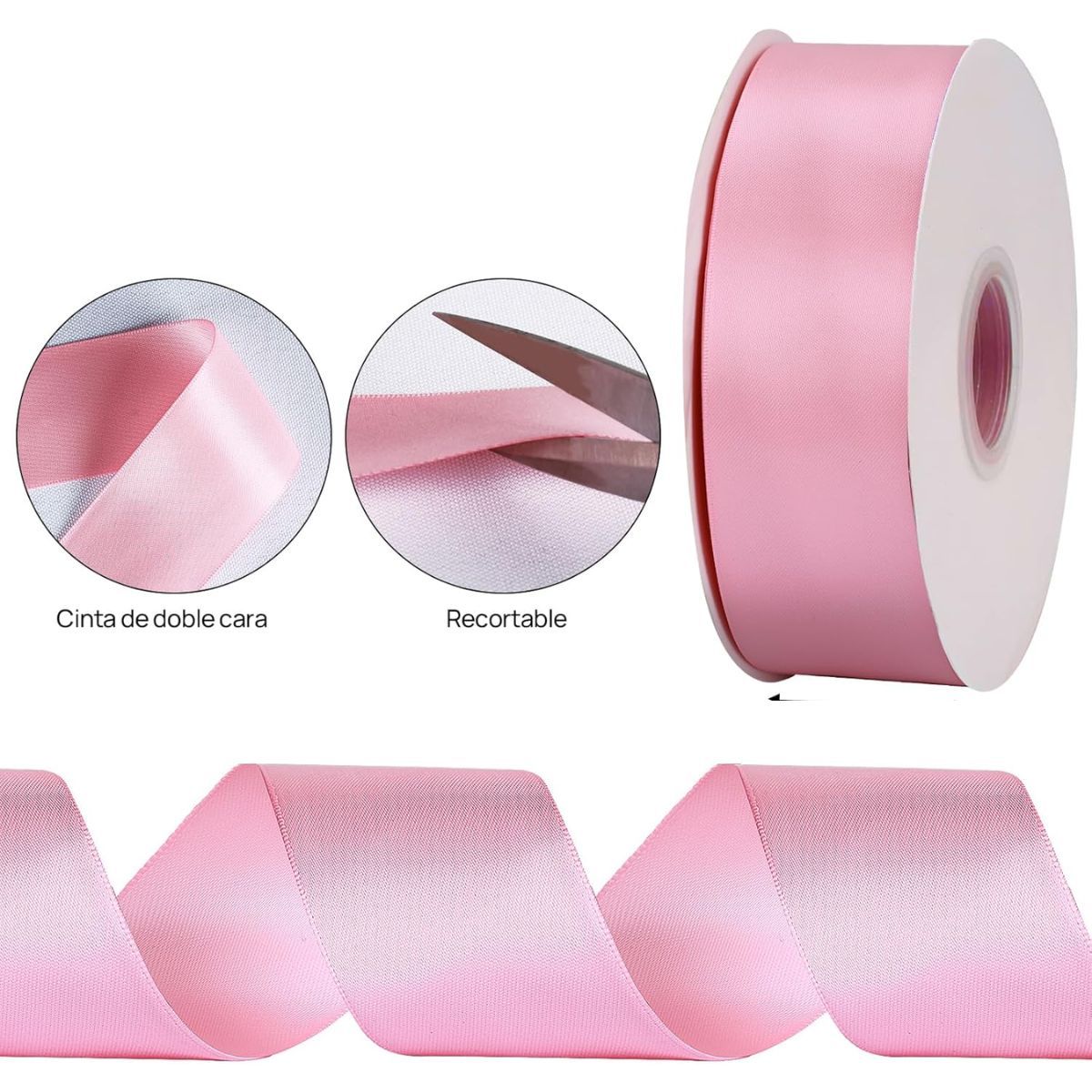 GENERICO - Cinta Satinada Satén De Doble Cara 4cm X 100 Metros - Rosa