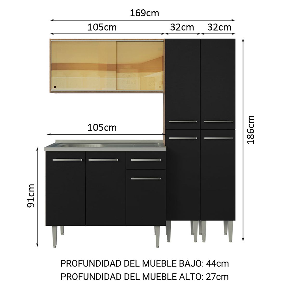 MADESA - Mueble de Cocina Integral Emilly 169 cm - Con Lavadero 12