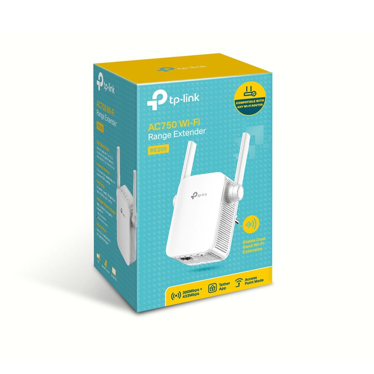 TP LINK - Extensor Wifi Tp-Link RE205 AC750 2 Antenas