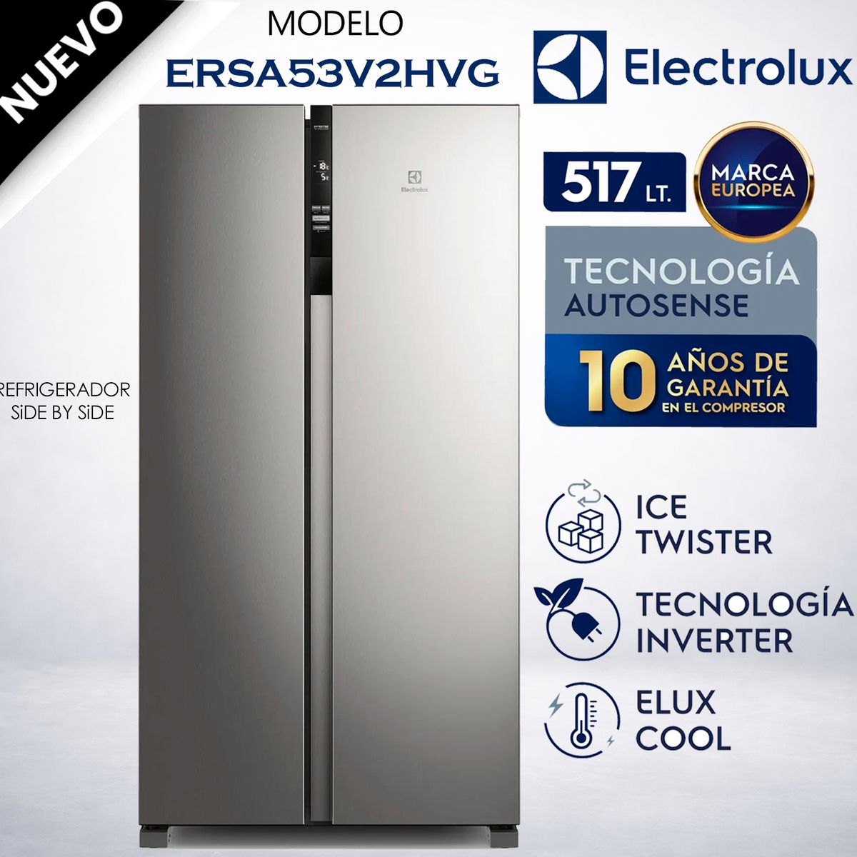 ELECTROLUX - Refrigeradora Side by Side 517L Electrolux ERSA53V2HVG