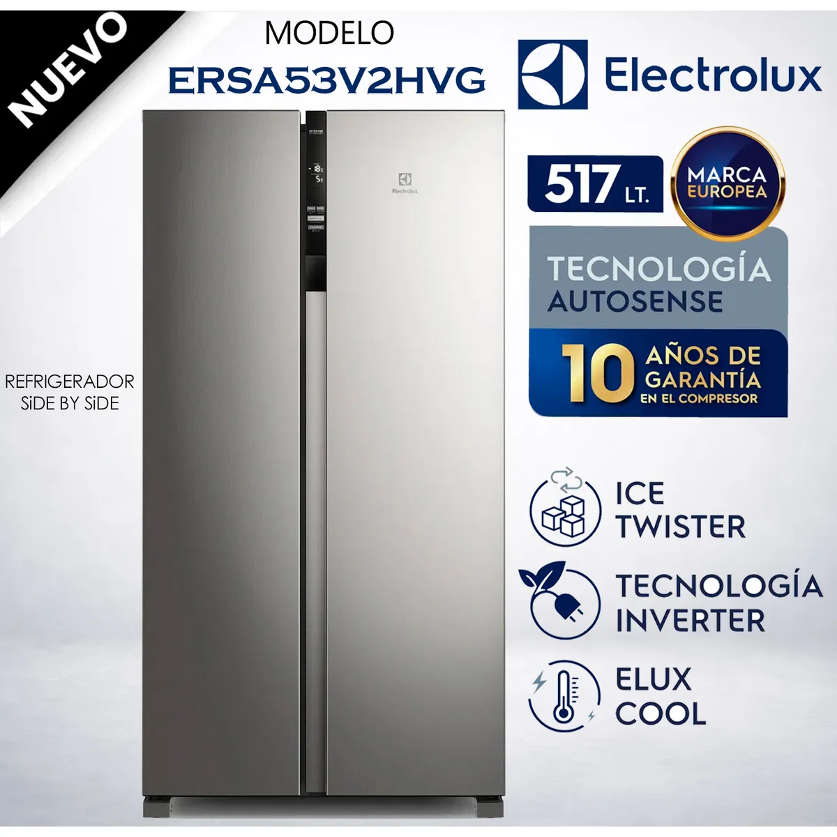 ELECTROLUX - Refrigeradora Side by Side 517L Electrolux ERSA53V2HVG