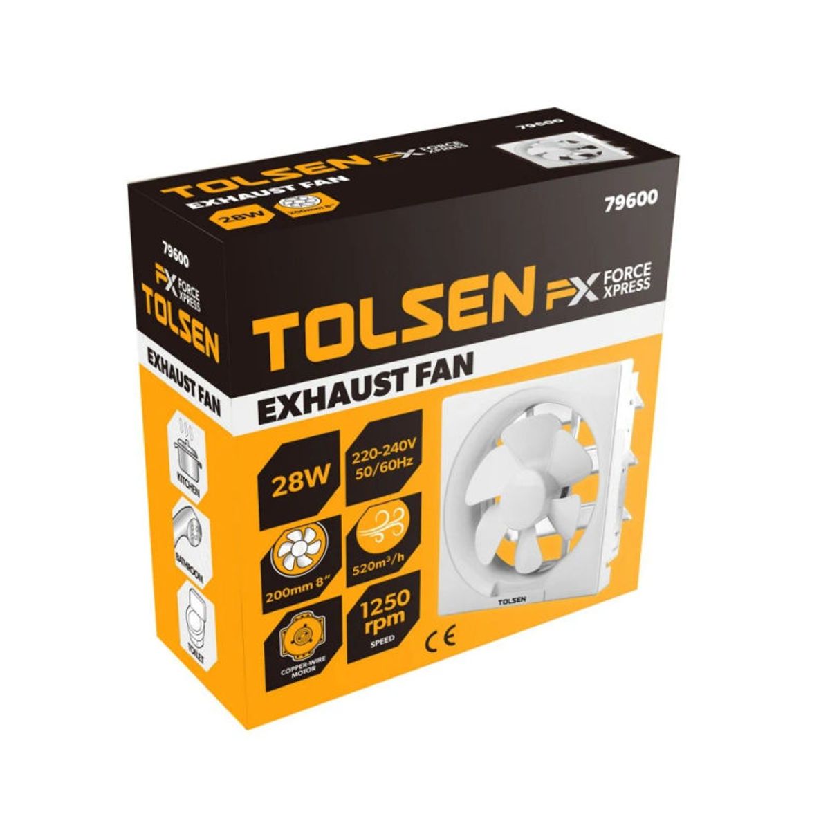 TOLSEN - Extractor de Aire de 8 pulg  230V 50HZ 28W Tolsen - 79600