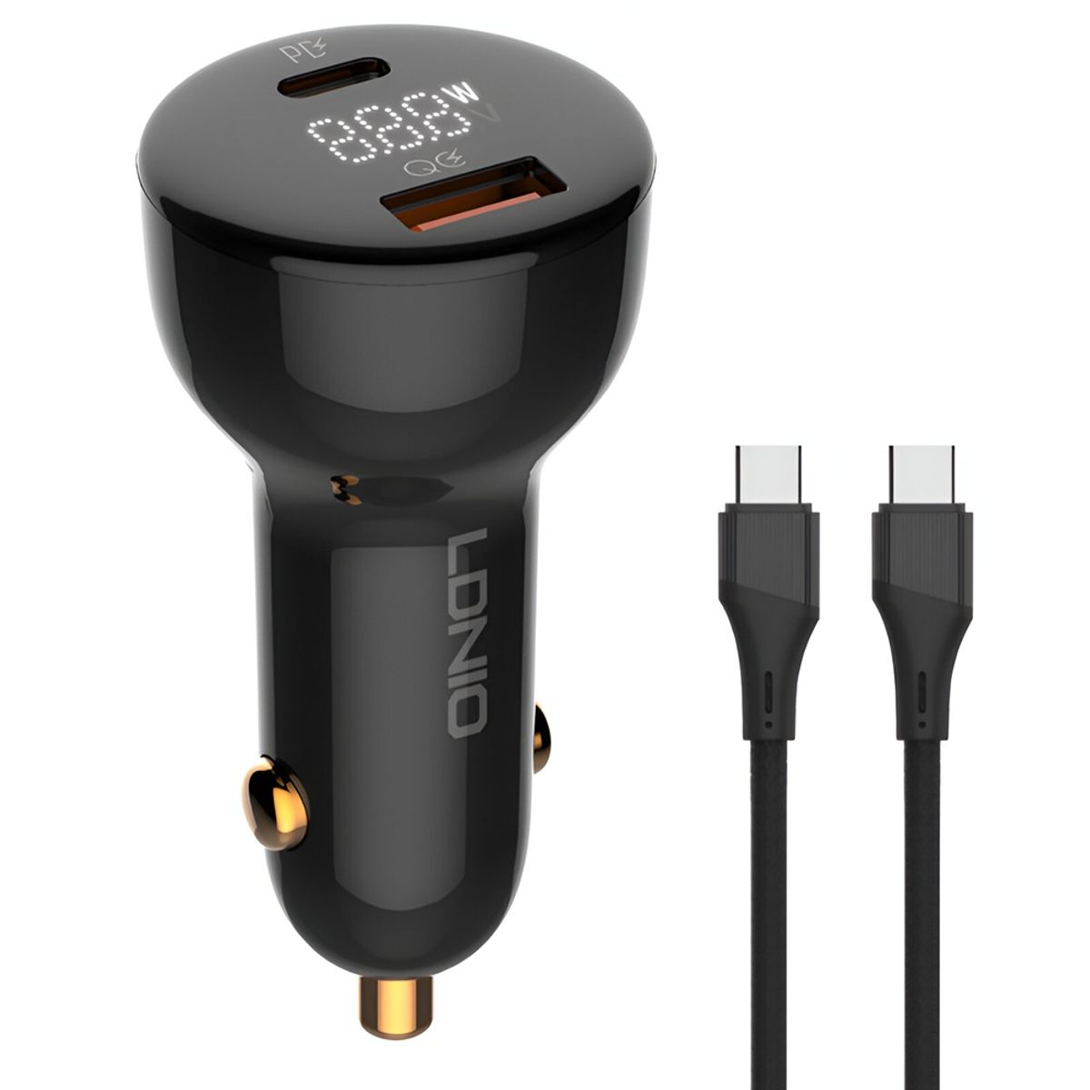 LDNIO - Cargador Auto 100w Ldnio C101 Tipo C y USB Carga Rápida + Cable USB