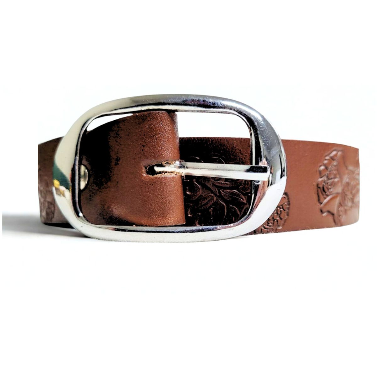 LEMANT'S - Correa - Cinturón de Cuero Tabú con Grabado Floral para Dama