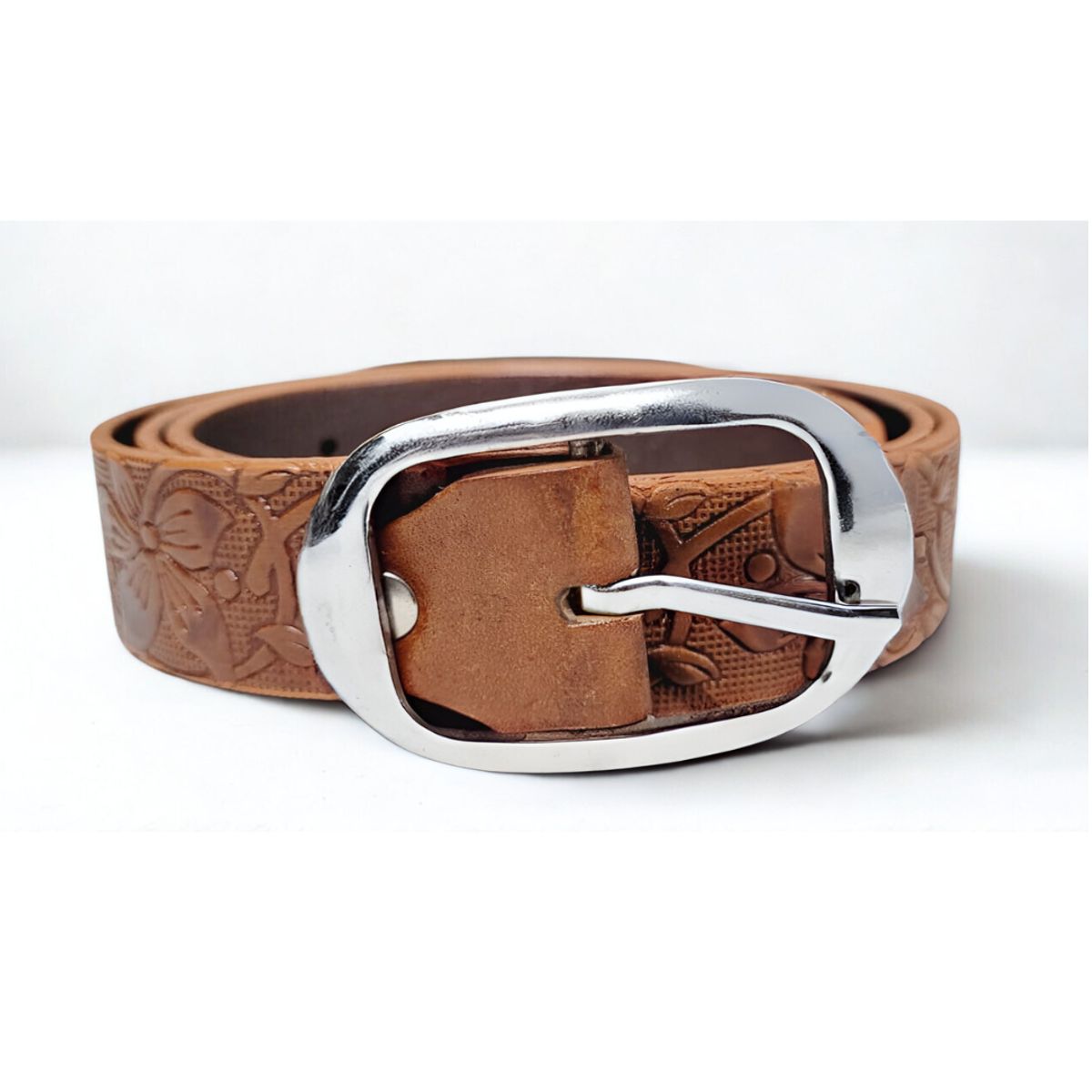 LEMANT'S - Correa - Cinturón de Cuero Tabú con Grabado Floral para Dama