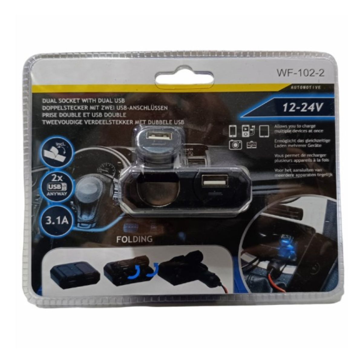 GENERICO - Cargador Auto Usb Smart Ic 2 Socket Encendedor Adaptador