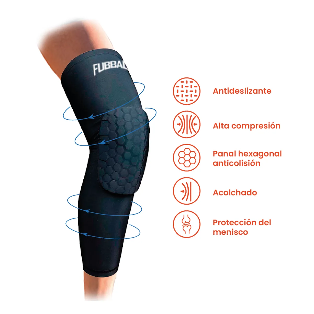 FUBBALL - RODILLERA DEPORTIVA LARGA TALLA L