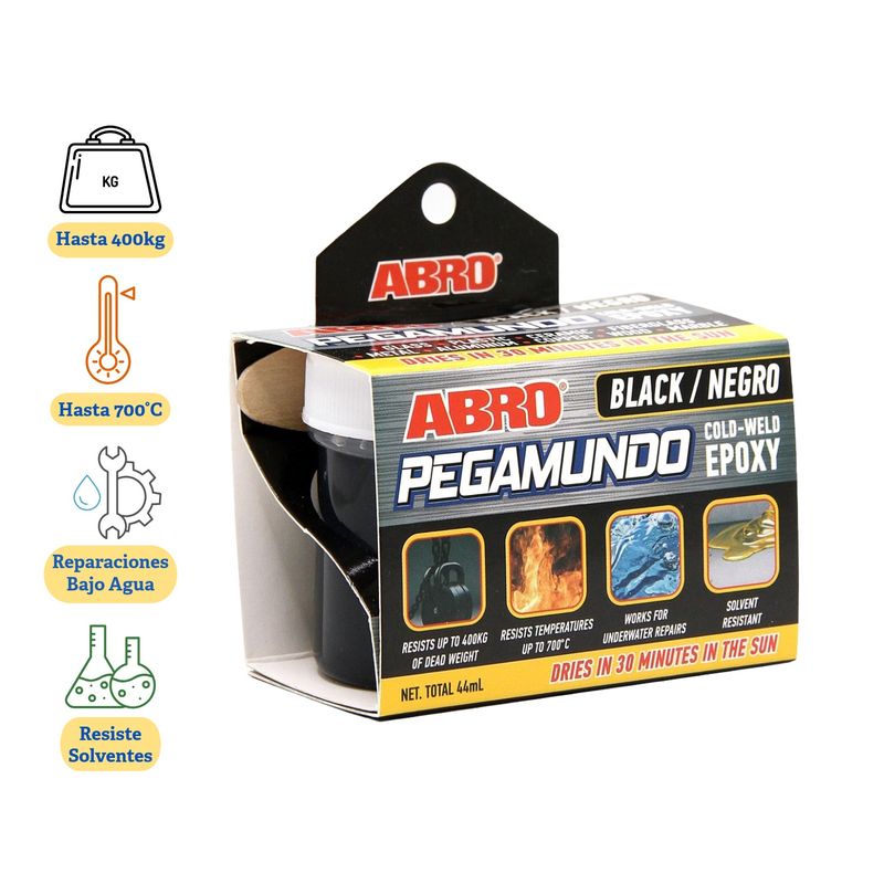 ABRO - ABRO Pegamento Epóxico PegaMundo Negro 44mL