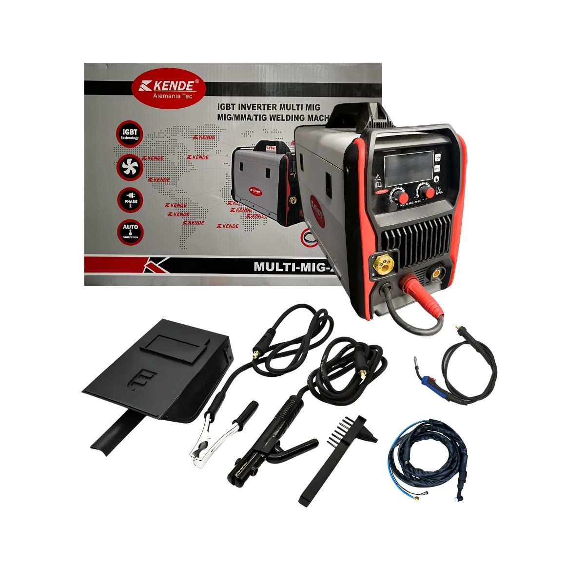 KENDE - SOLDADORA MULTIPROCESO INVERTER MMA / TIG / MIG 160 A 220 V KENDE - MULTI-MIG-250H PROFESIONAL