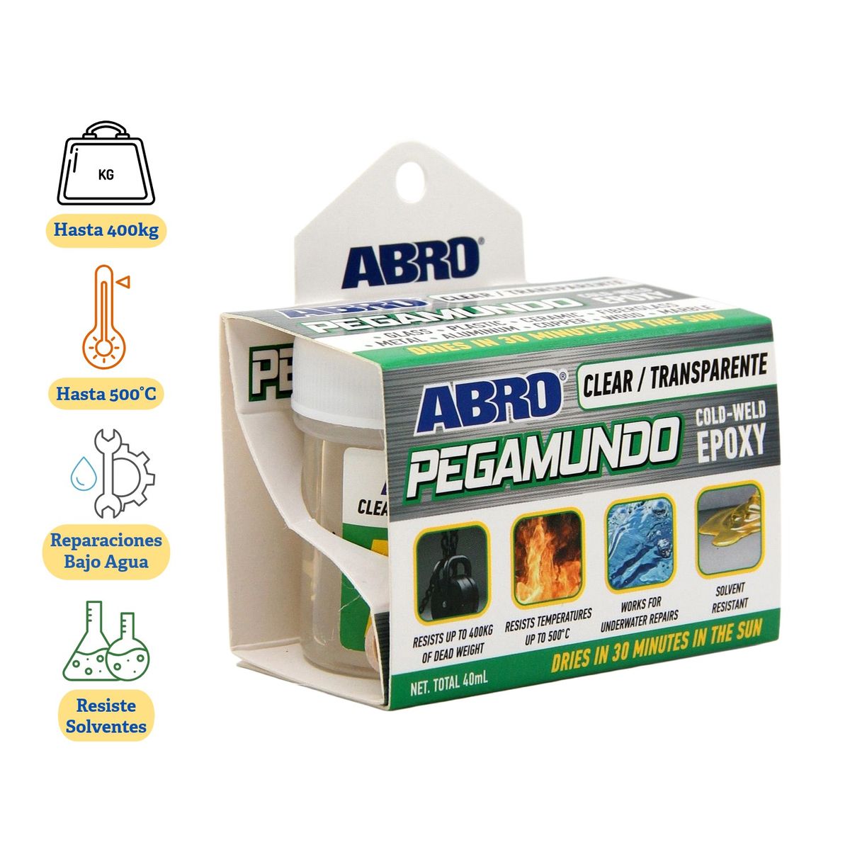 ABRO - ABRO Pegamento Epóxico PegaMundo Transparente 40mL