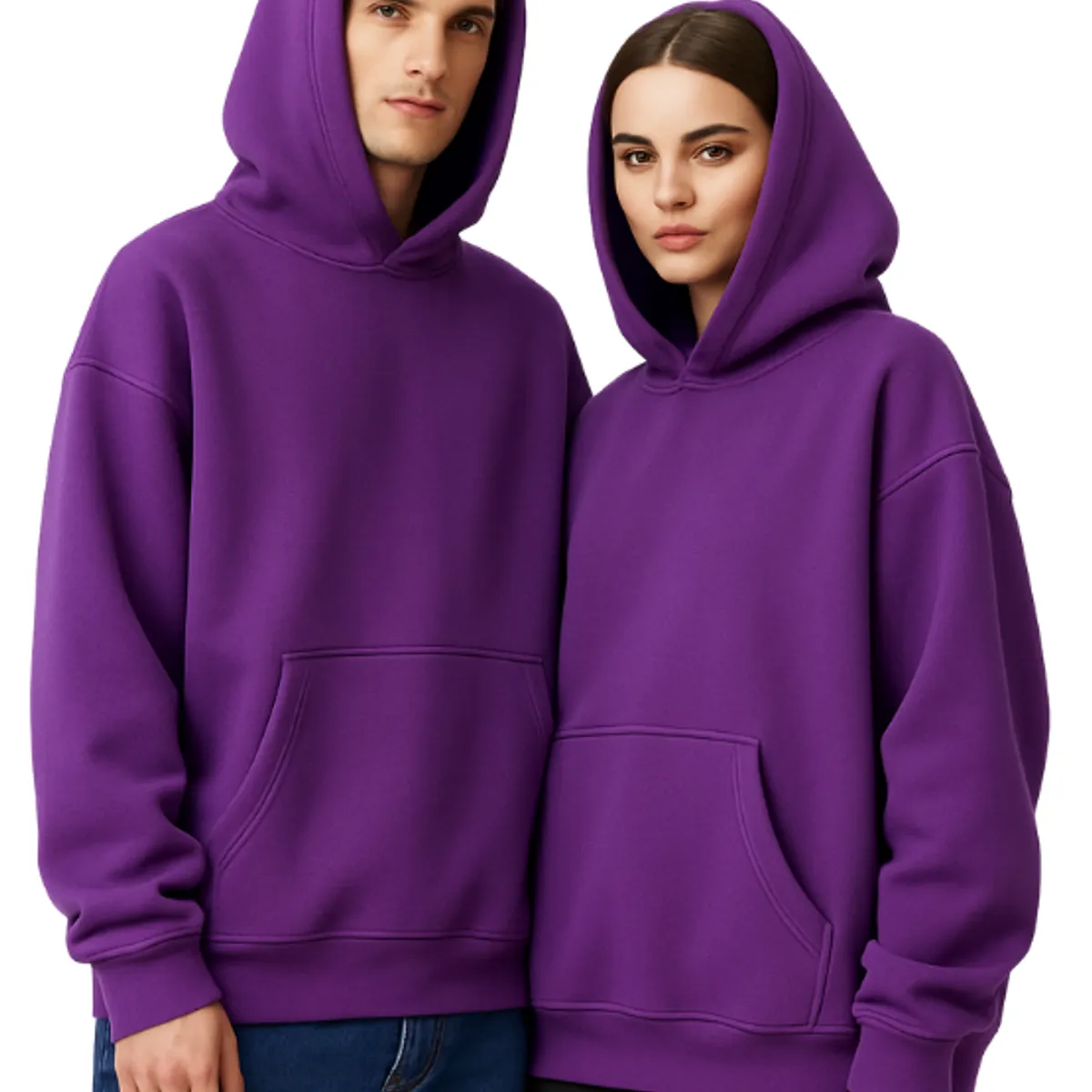 GENERICO - POLERA BASICA OVERSIZE CON CAPUCHA FRANELA COLOR MORADO