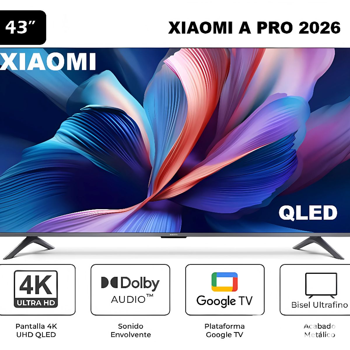 XIAOMI - Televisor Xiaomi Smart TV A Pro 43" QLED 4K Ultra HD 2026