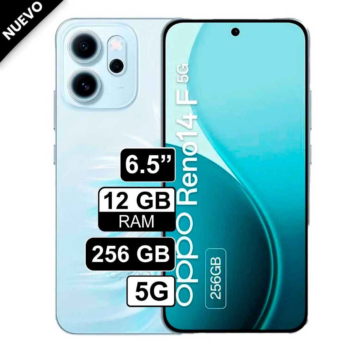 OPPO - Celular OPPO Reno 14F 5G 256GB 12GB RAM cámara 50MP Frontal 32MP 65 azul