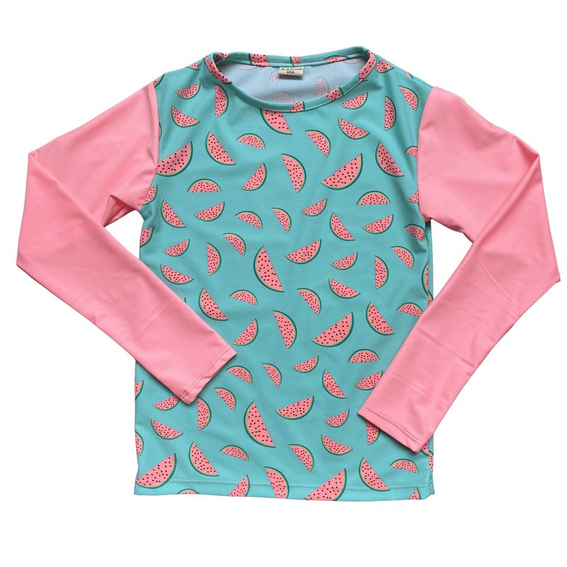 RED CARROT - Polo para nadar niña manga larga lycra rosa con sandias