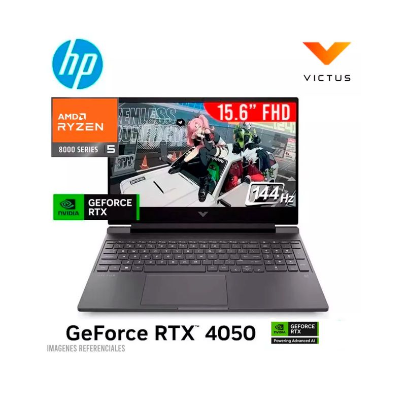HP - Laptop HP Victus 8GB 512GB SSD 156 FHD RTX 4050-6gb w11 home 15-fb2082wm A14MNUA#ABA