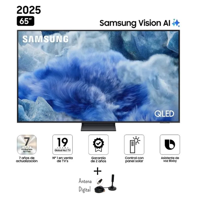 SAMSUNG - Televisor Samsung 65 QLED Q8F Vision Ai Smart Tv 2025 + Antena