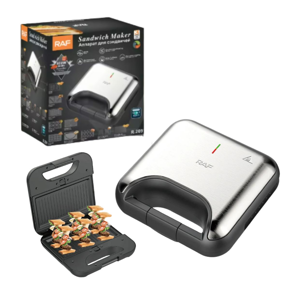 RAFF - Wafflera Sandwichera Donut Parrila 10 en 1 Antiadherente