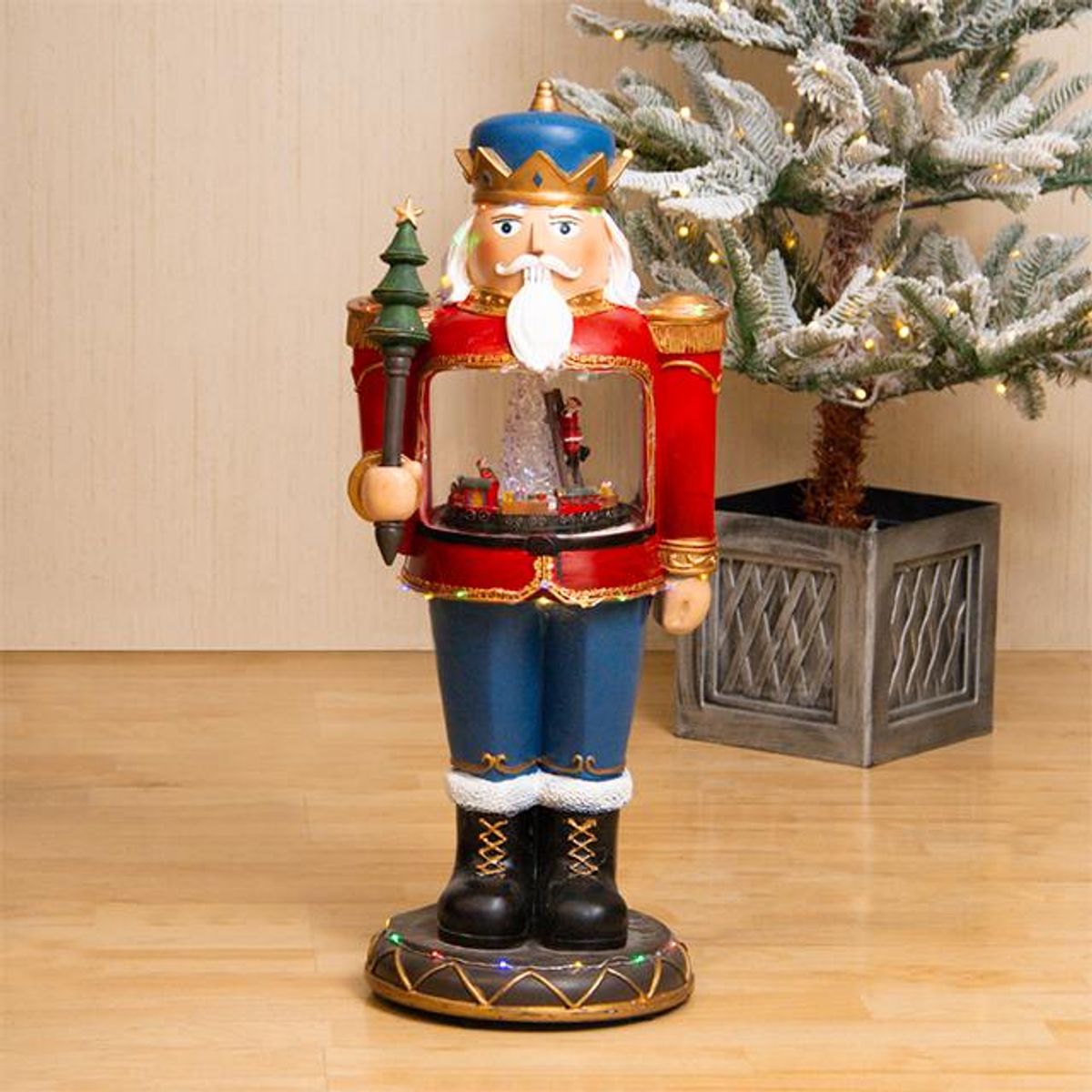 PANADECOR - Cascanueces Navideño Con Luz Led Y Tren Con Movimiento