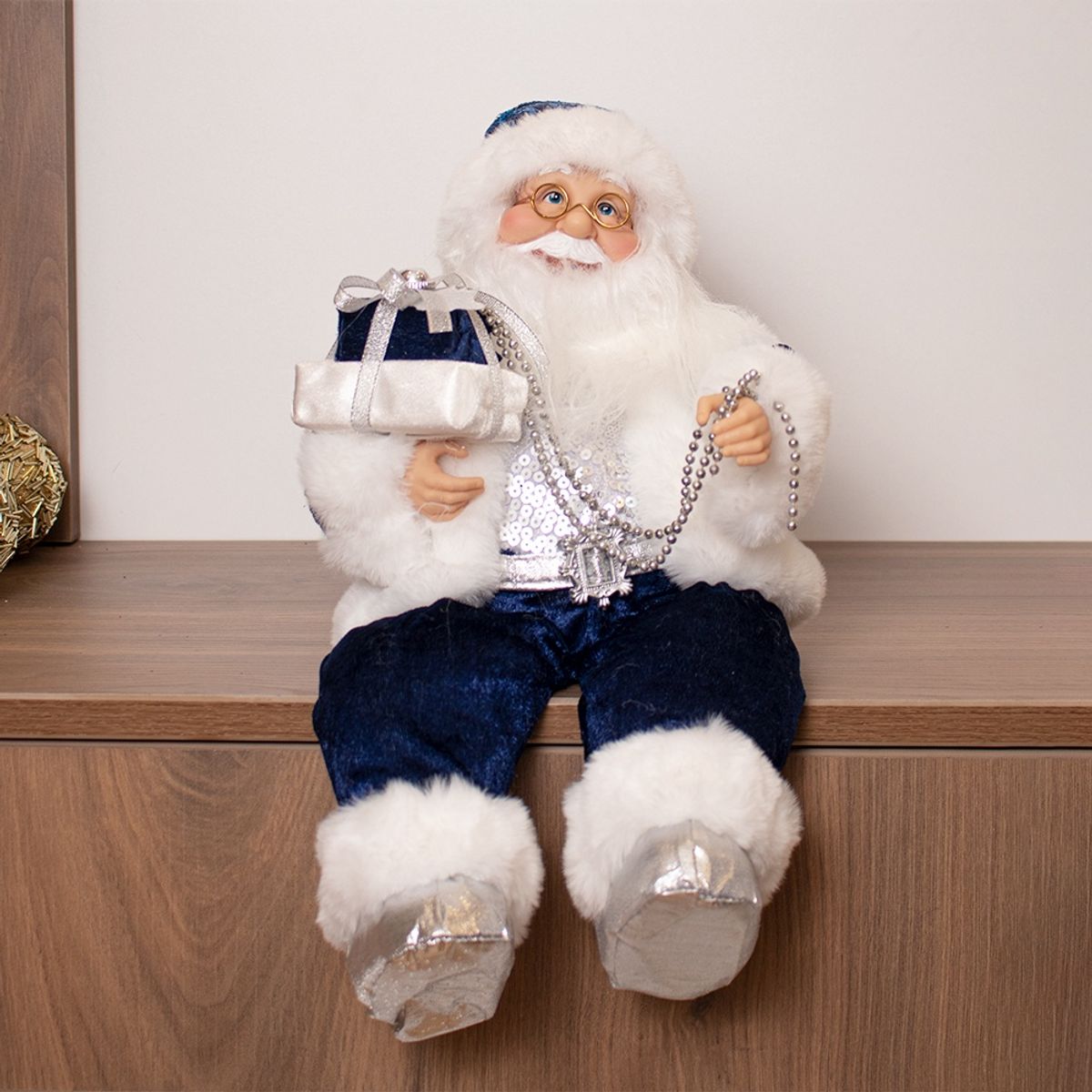 PANADECOR - Papa Noel Azul Musical Sentado 35cm
