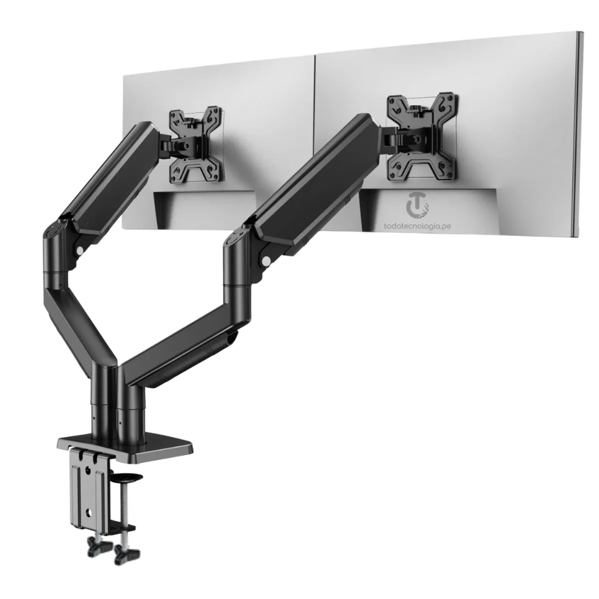 SEISA - Rack Soporte Brazo Para 2 Monitor 17 A 30  Pulgadas Mesa o Escritorio
