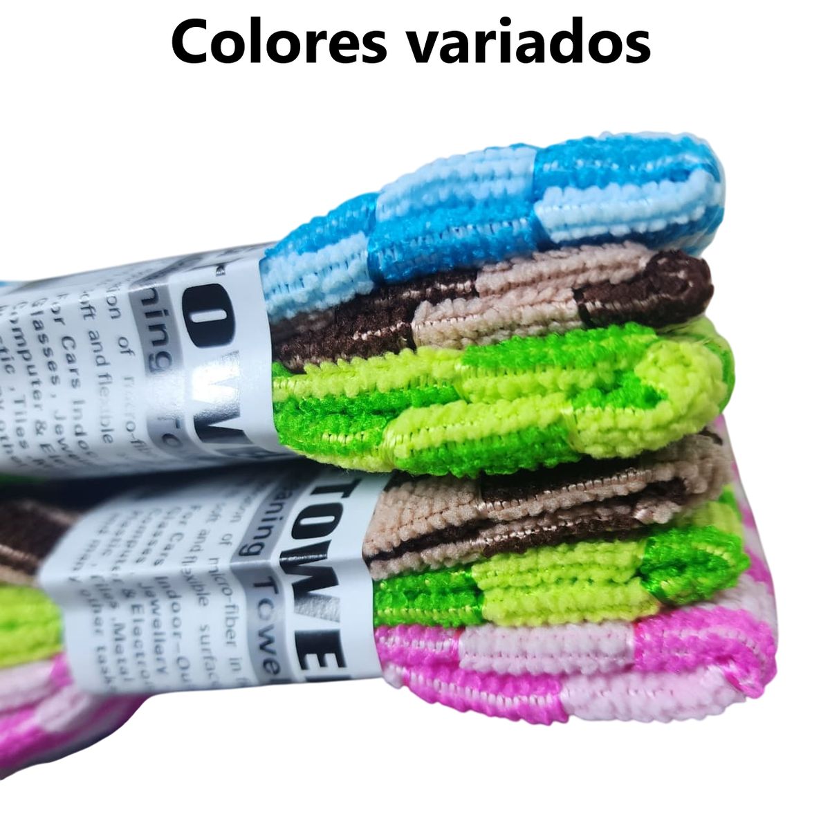 GENERICO - 18 Paños de microfibra 30x30cm cuadros multicolor