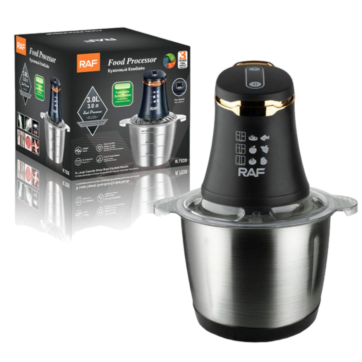 RAFF - Picador Procesador Triturador De Carne Electrico De Metal 3l