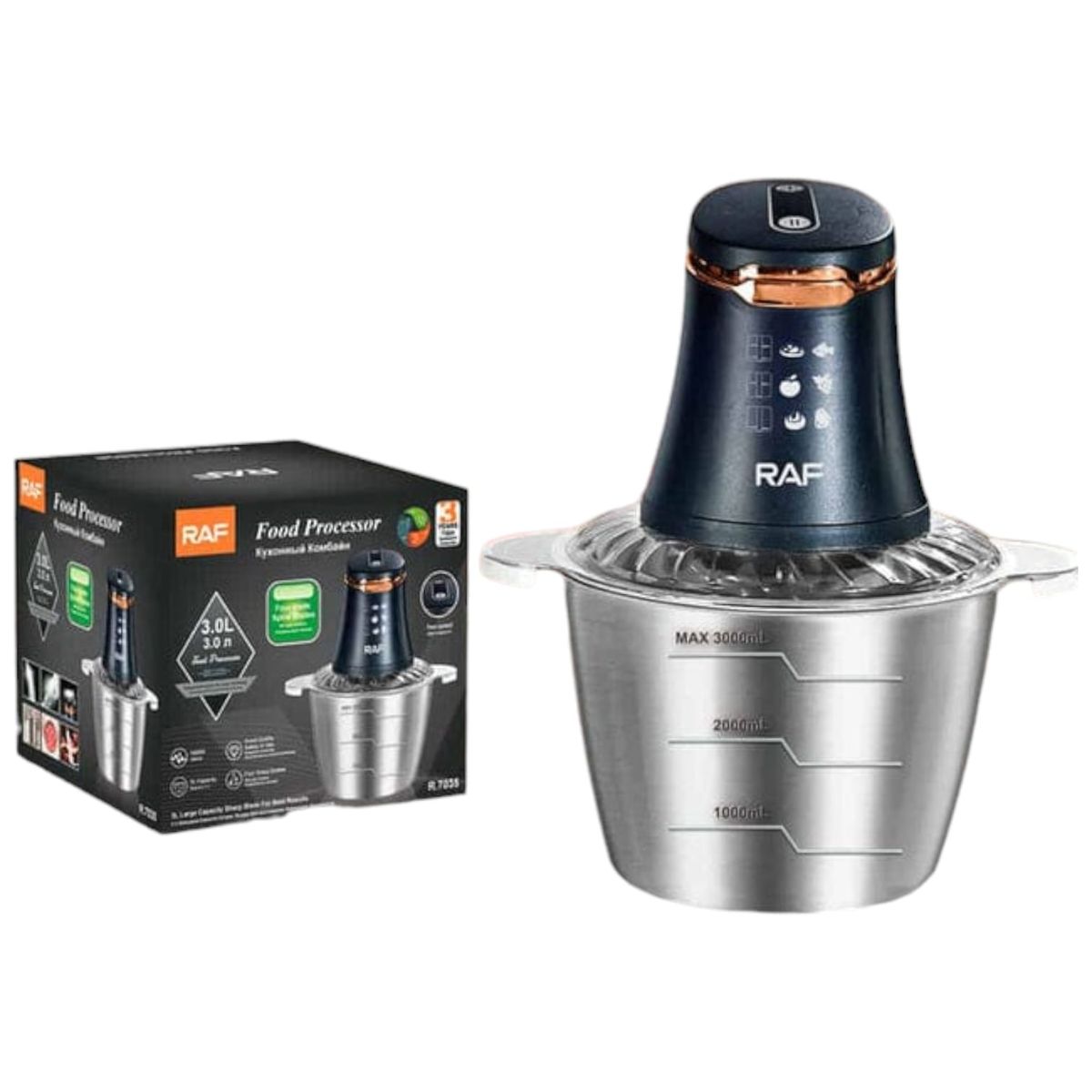 RAFF - Picador Procesador Triturador De Carne Electrico De Metal 3l