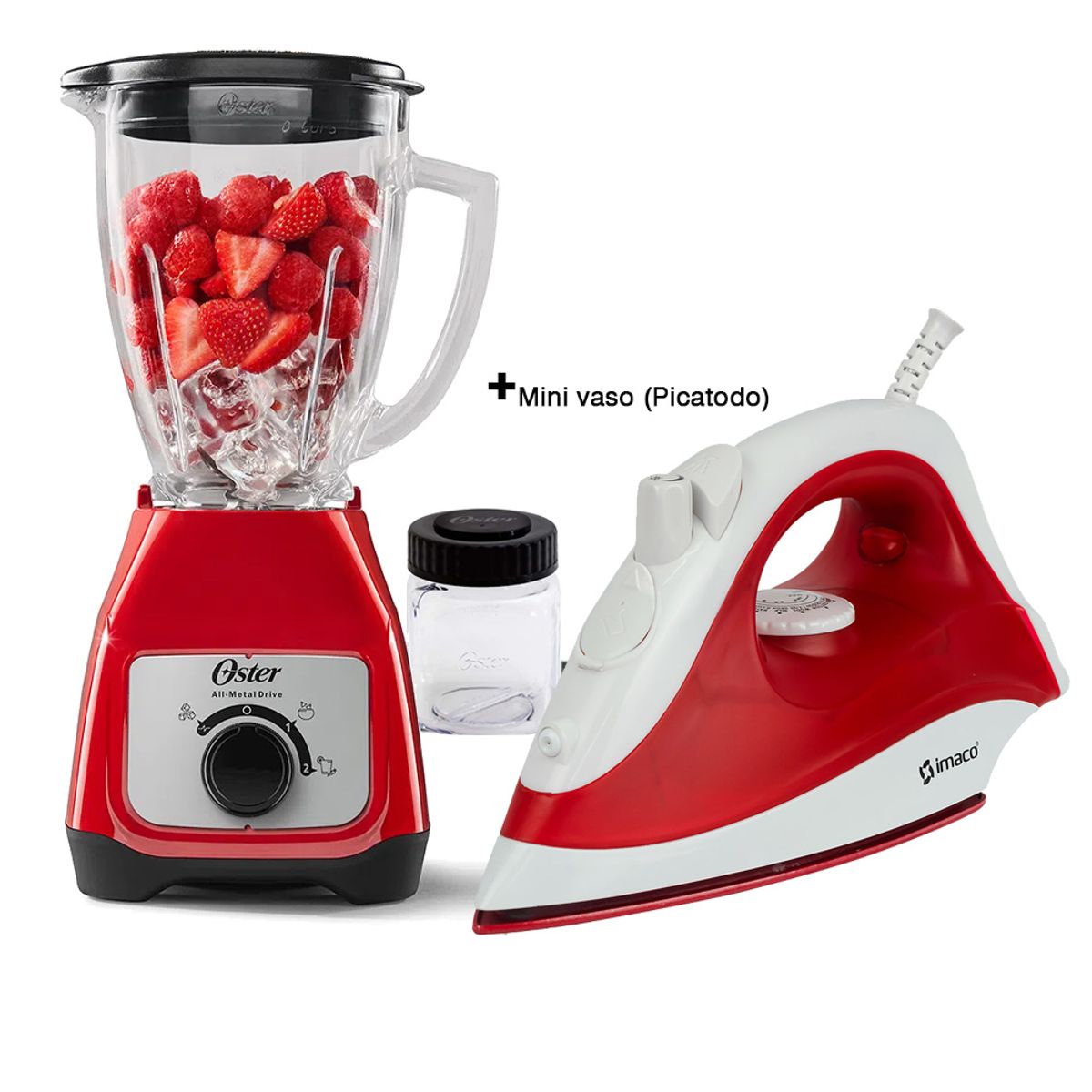 OSTER - Licuadora Oster con Vaso de Vidrio BLSTKAGRRD + Plancha Imaco