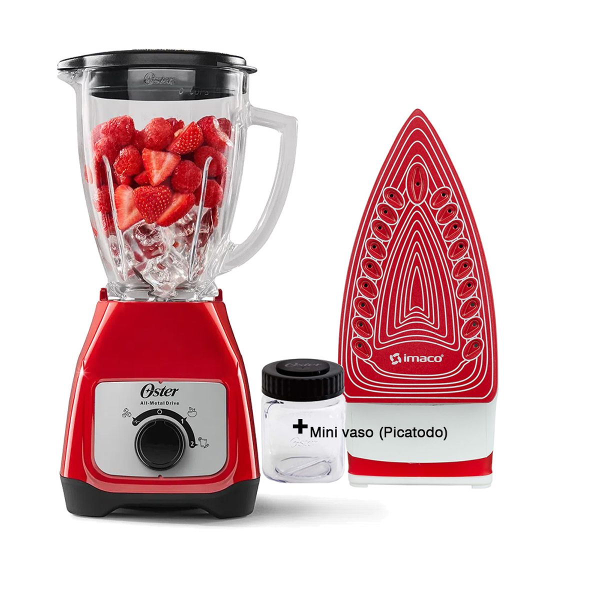 OSTER - Licuadora Oster con Vaso de Vidrio BLSTKAGRRD + Plancha Imaco