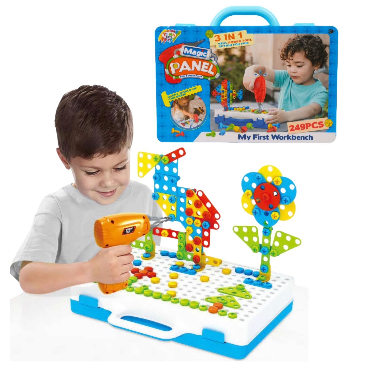 GENERICO - Puzzle Mosaico Creativo Didactico 249 Pzas Con Taladro Niños