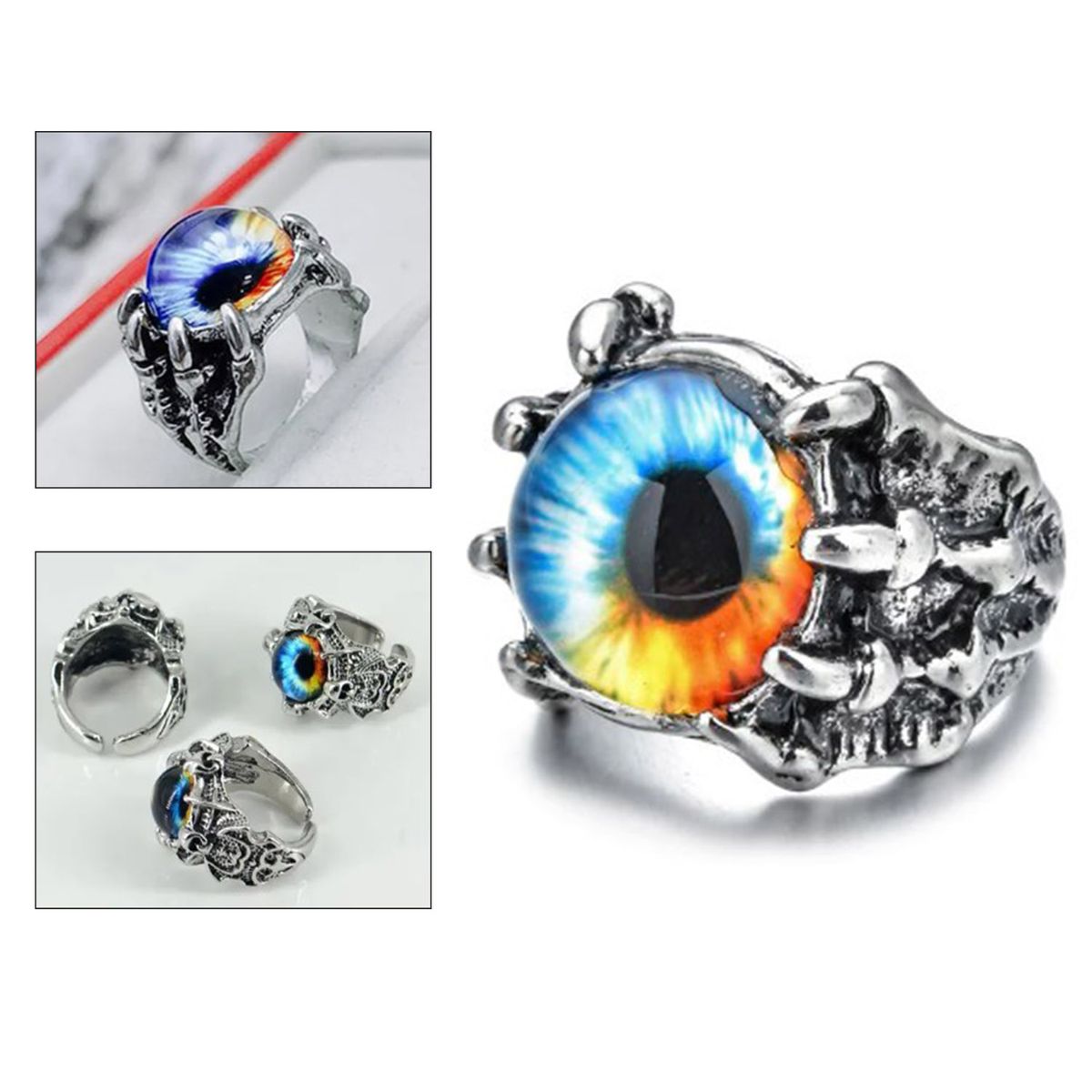 GENERICO - Anillo ojo de dragon, aguila, gato  gótico hombre y mujer A1