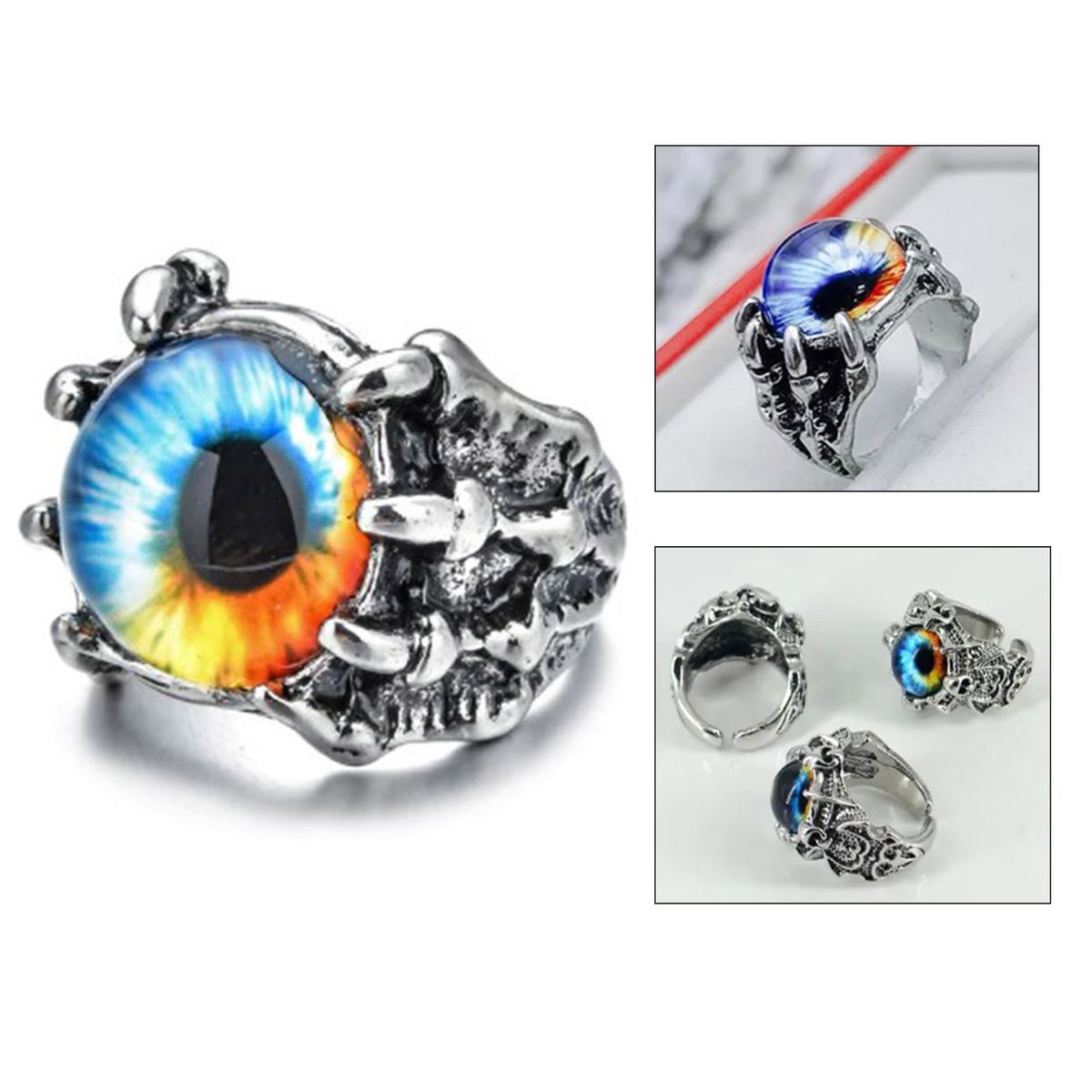 GENERICO - Anillo ojo de dragon, aguila, gato  gótico unisex A1