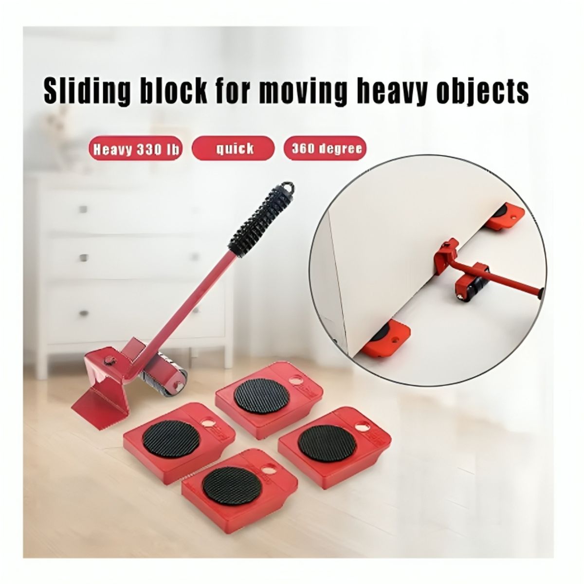GENERICO - Kit de Herramienta Multifuncional con Rodillo para Mover Objetos Pesados