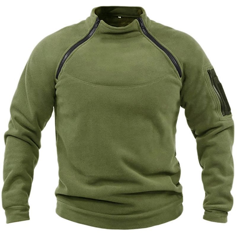 TIOZONEY - Chaqueta de forro polar con cremallera-Verde