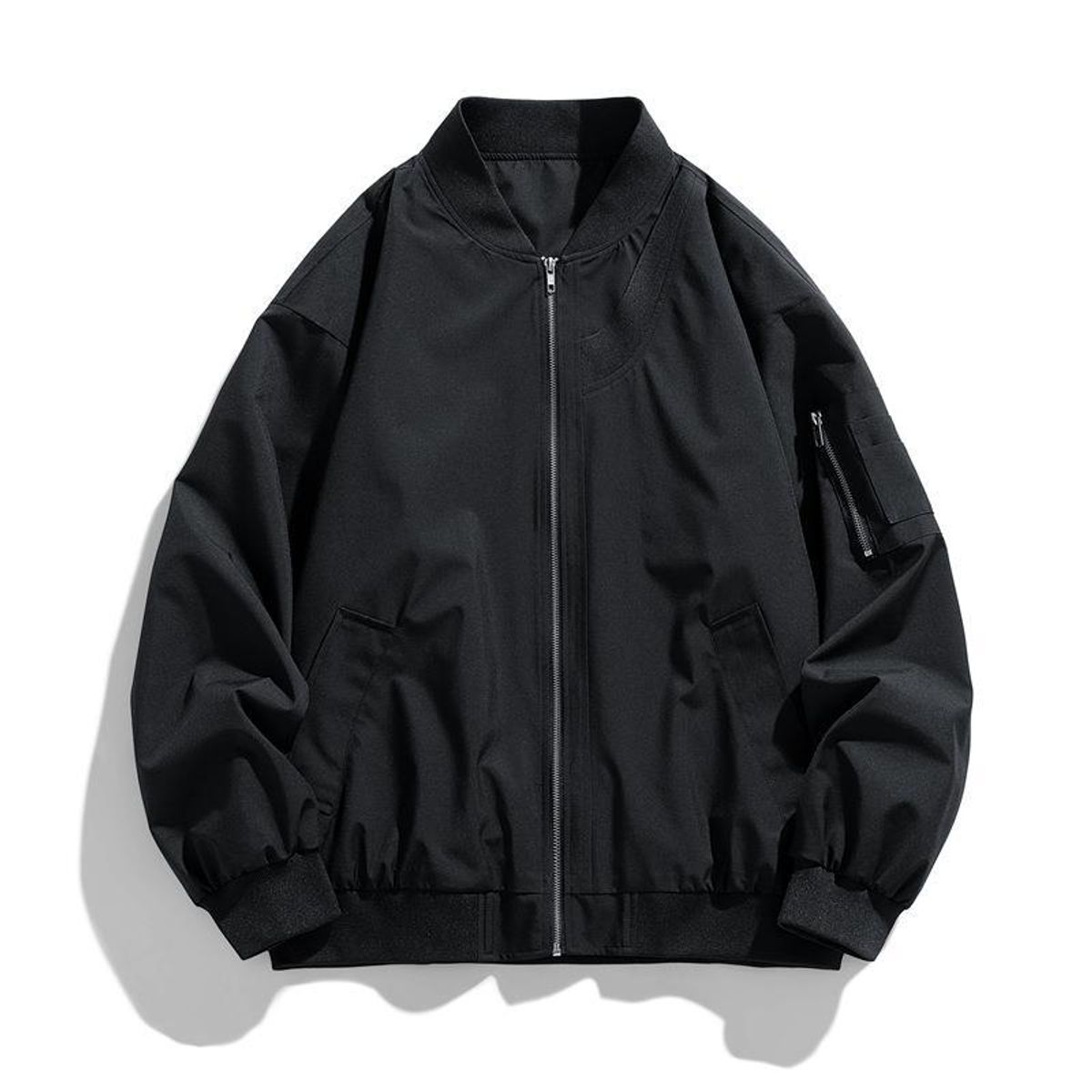 TIOZONEY - Chaqueta bomber para hombre-Negro