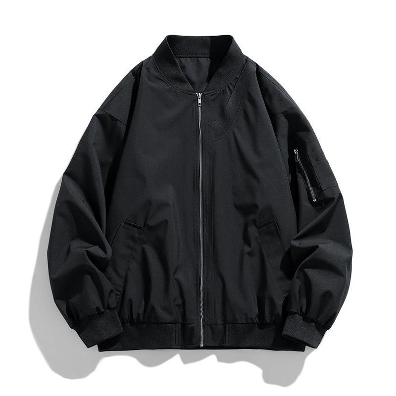 TIOZONEY - Chaqueta bomber para hombre-Negro