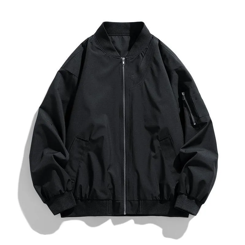 TIOZONEY - Chaqueta bomber para hombre-Negro