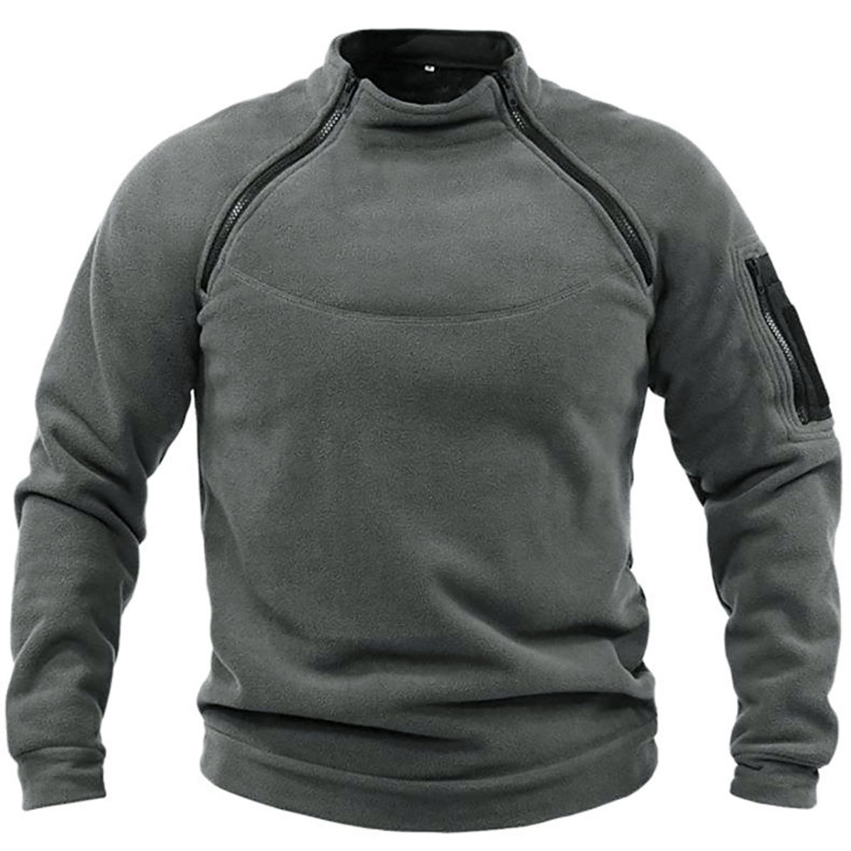 TIOZONEY - Chaqueta de forro polar con cremallera-Gris