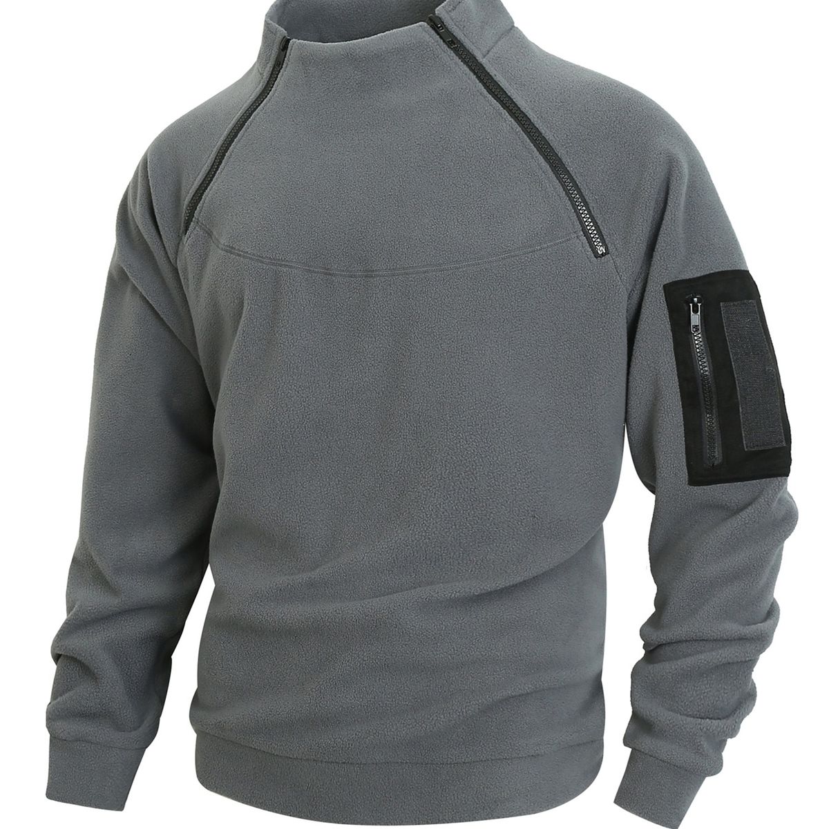 TIOZONEY - Chaqueta de forro polar con cremallera-Gris