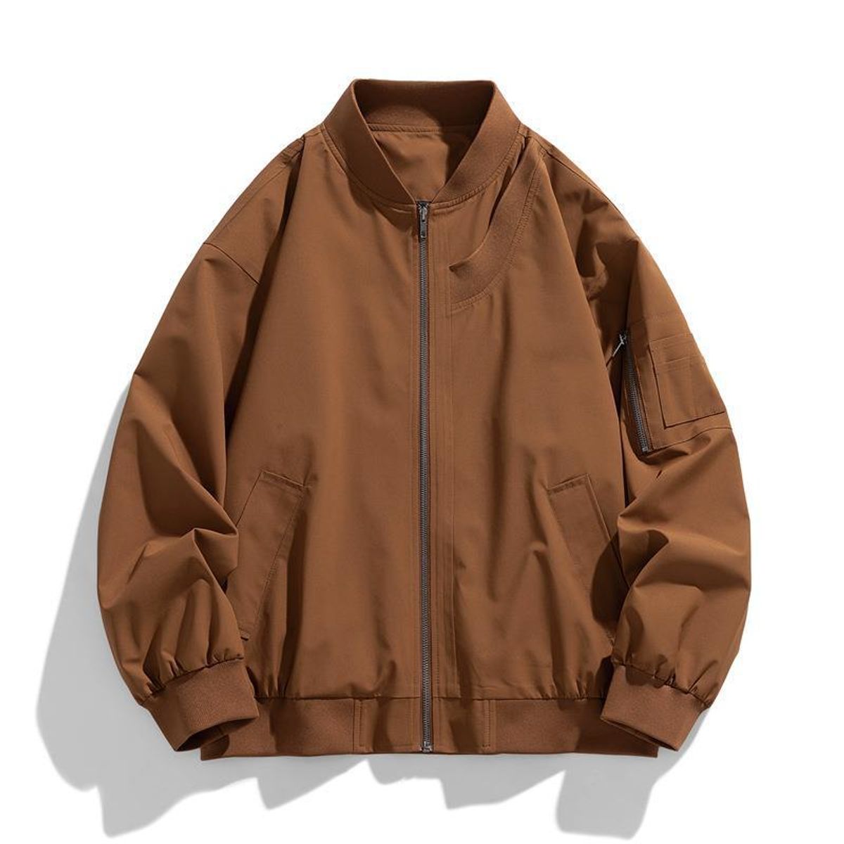 TIOZONEY - Chaqueta bomber para hombre-Marrón