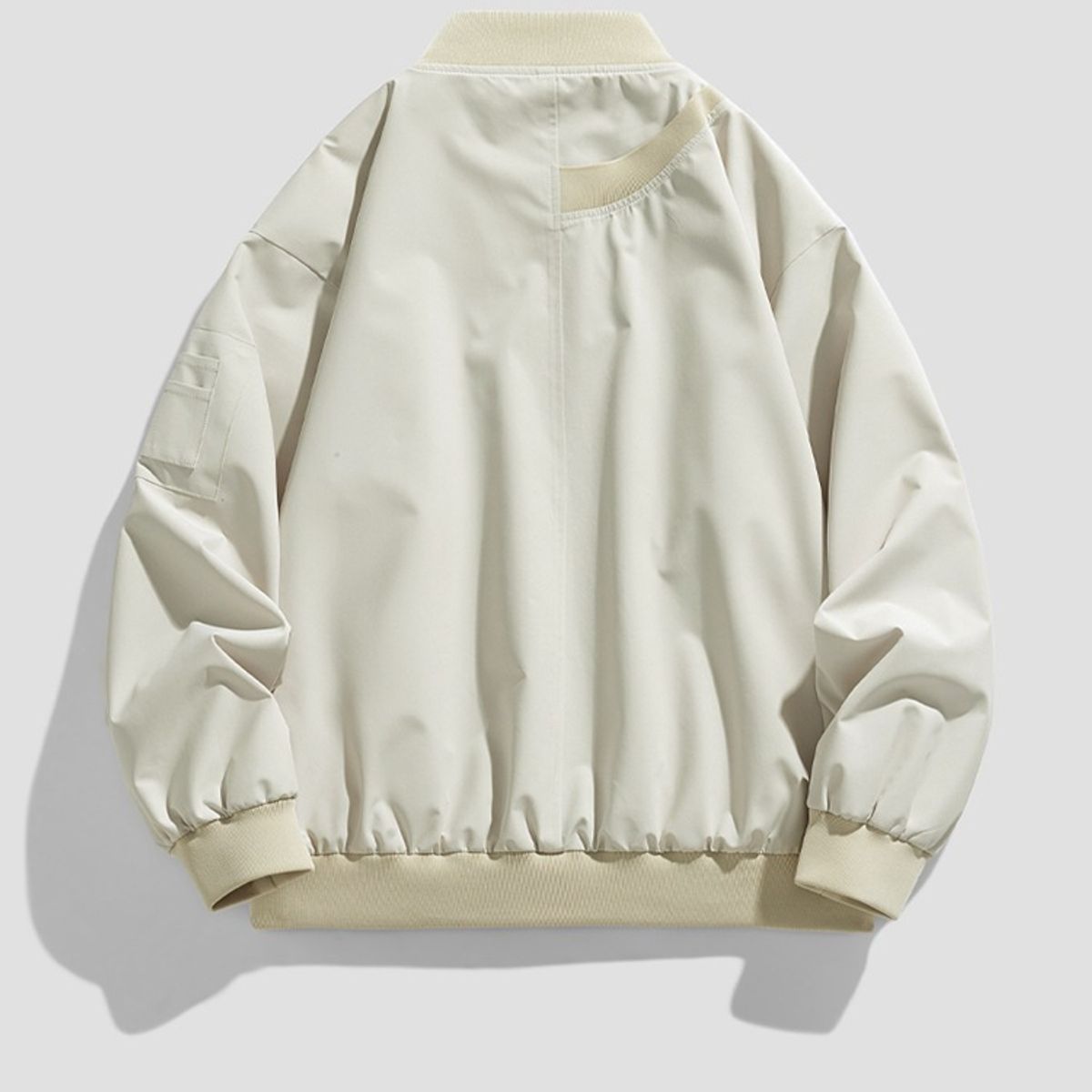 TIOZONEY - Chaqueta bomber para hombre-Blanco