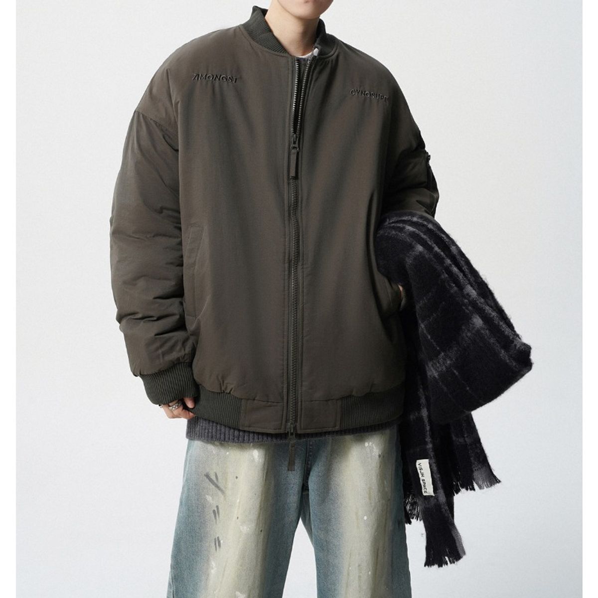 TIOZONEY - Chaqueta bomber para hombre-Verde