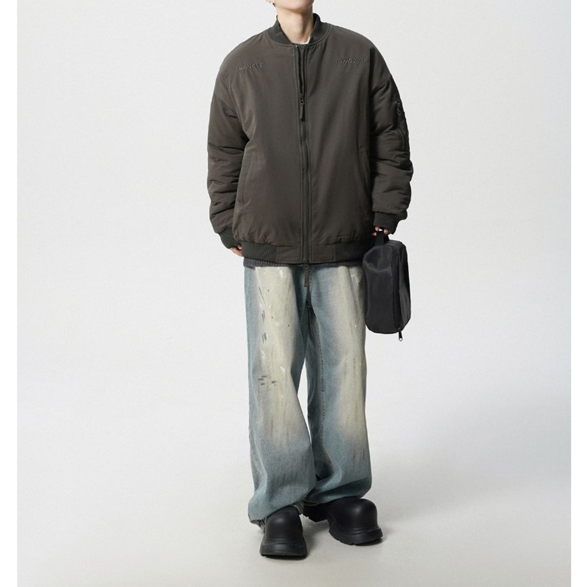 TIOZONEY - Chaqueta bomber para hombre-Verde