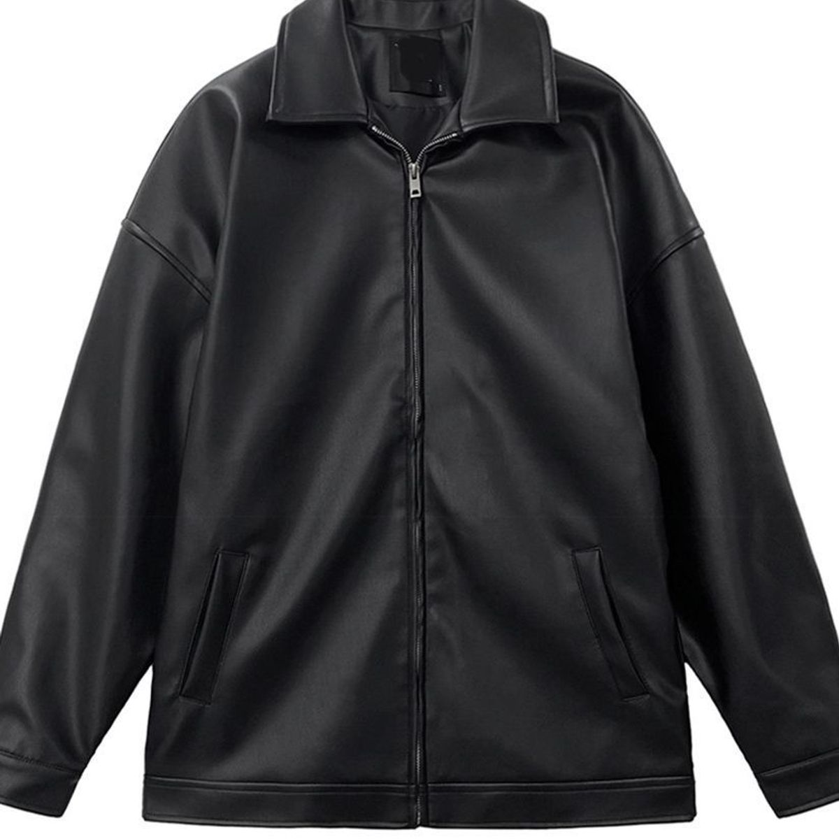 TIOZONEY - Chaqueta  PU para hombre-Negro