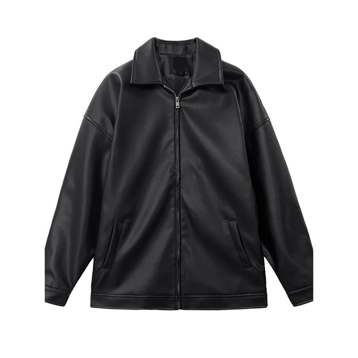TIOZONEY - Chaqueta  PU para hombre-Negro