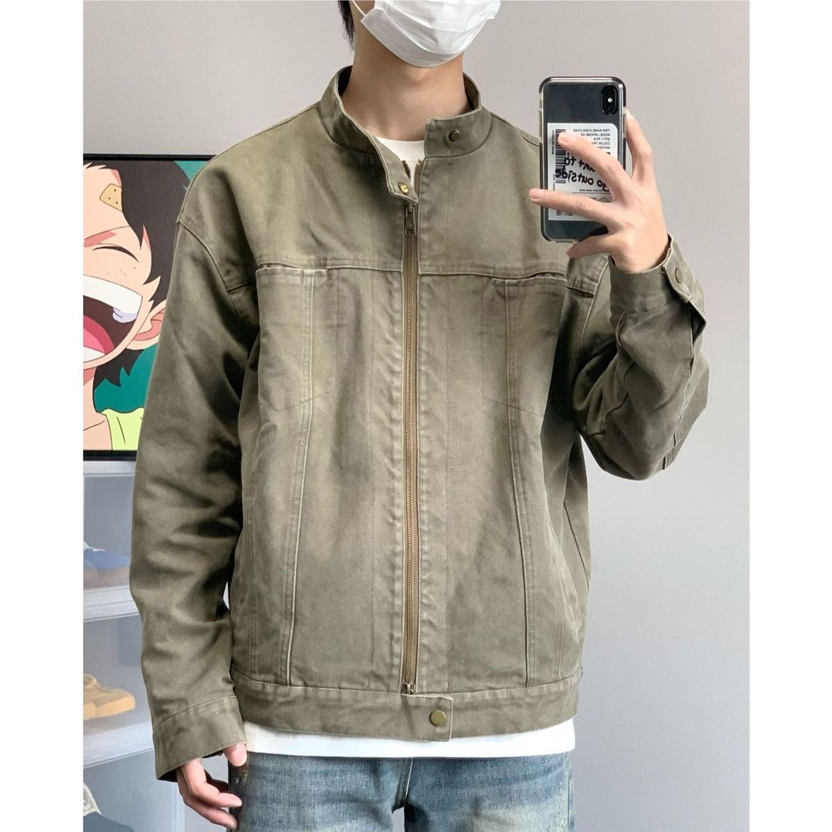 TIOZONEY - Chaqueta vintage para hombre-Verde