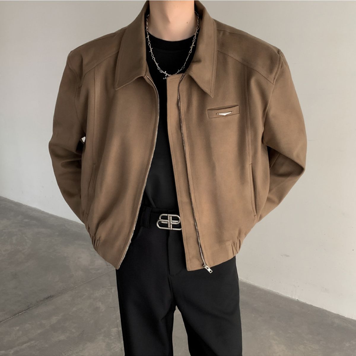 TIOZONEY - Chaqueta de béisbol para hombre-Marrón