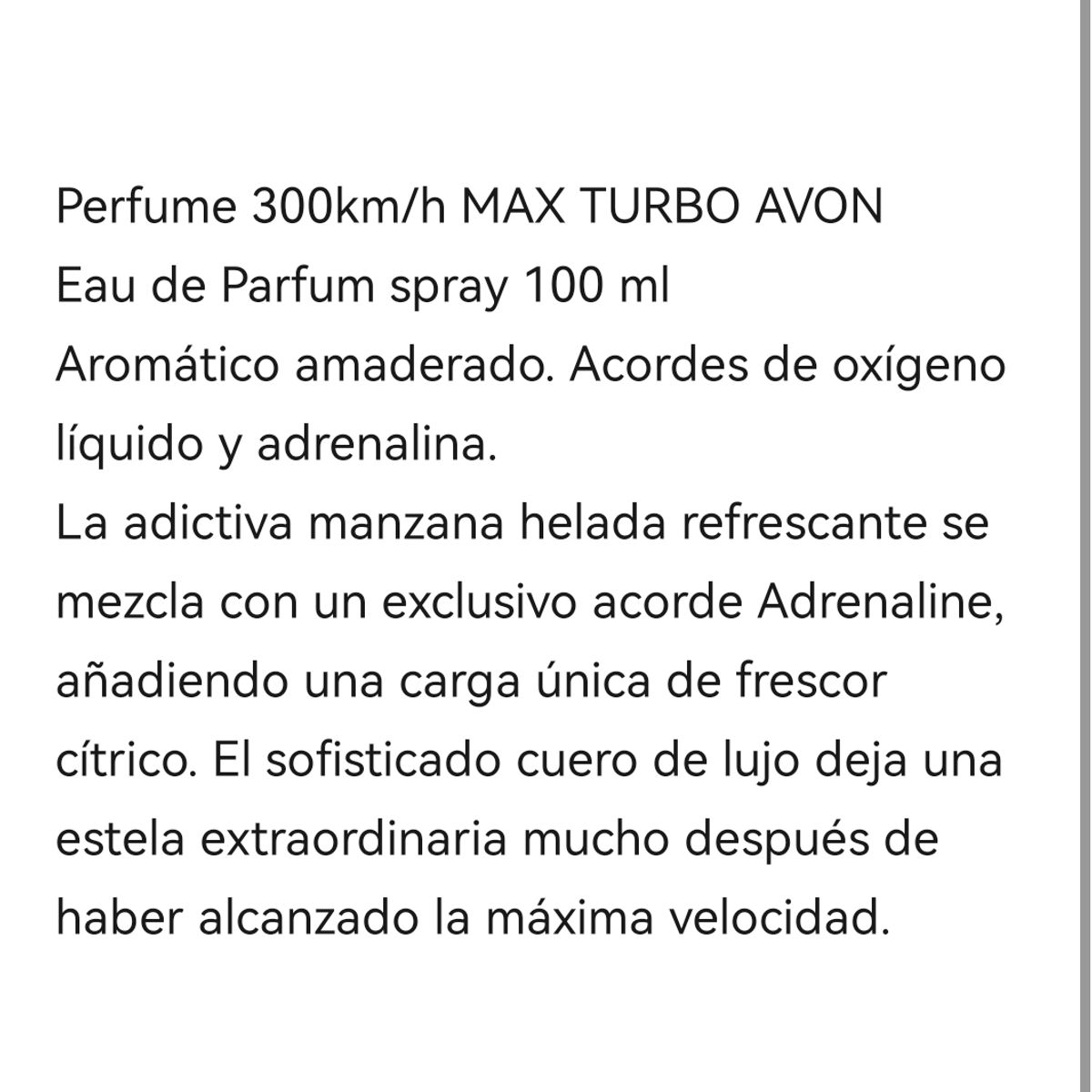 AVON - Perfume 300km/h MAX TURBO AVON 100 ml