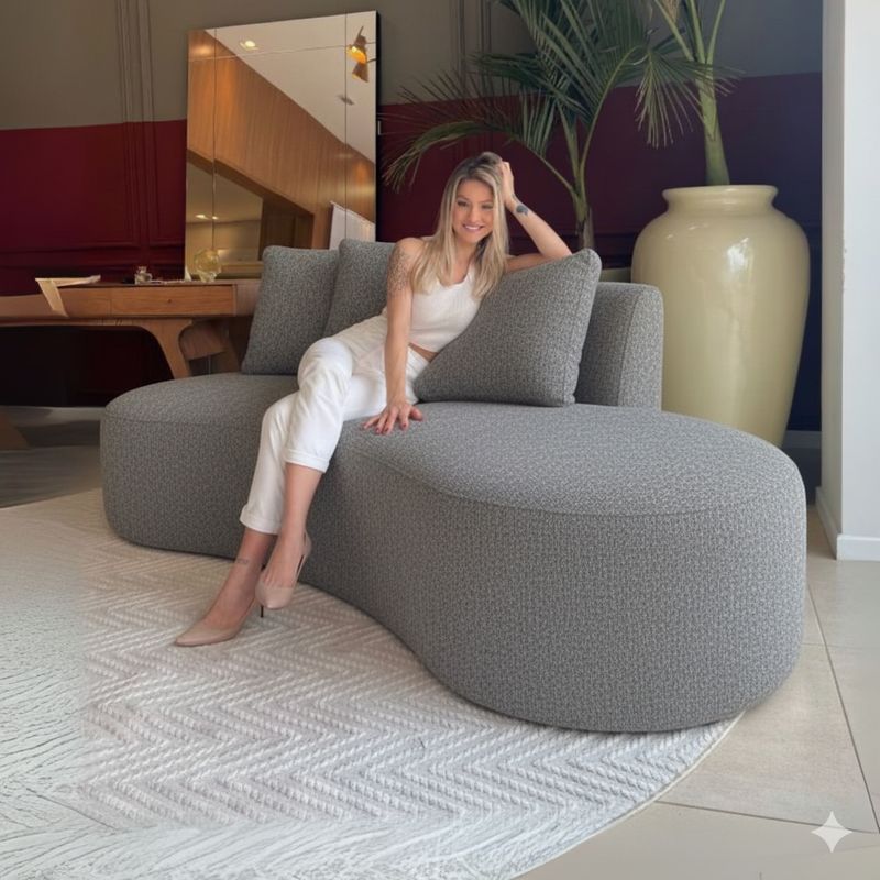 GENERICO - Sofá Curvo Noa en Tela Bouclé Ovejero  220x85 cm LMUEBLE